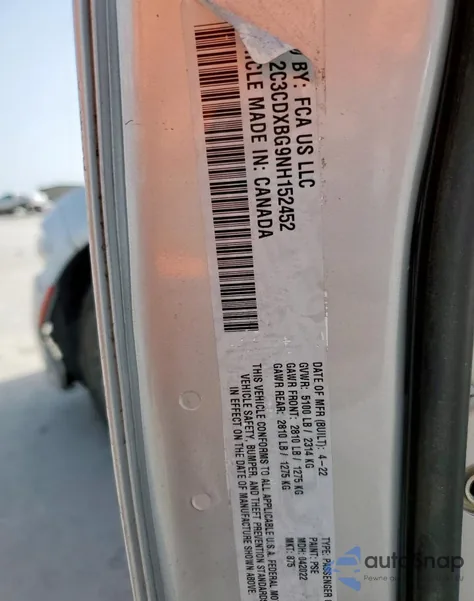 2022 Dodge Charger Sxt z USA, uszkodzony, nr VIN 2C3CDXBG9NH152452